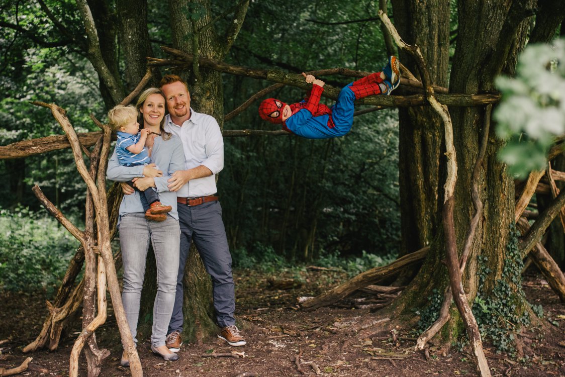 Familienfotos mit Spiderman